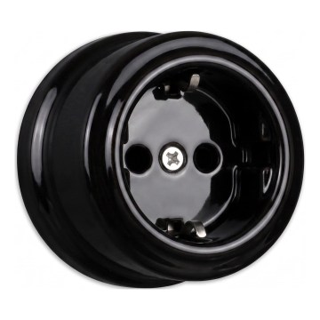 Elhard - Keramik‑Retro‑Wandsteckdose SCHUKO 230 V, schwarz