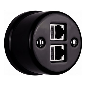 Elhard - Keramische Retro-Datendose 2xRJ45 schwarz