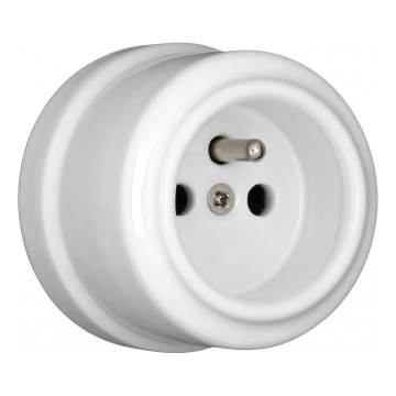 Elhard - Keramische Retro-Haushaltssteckdose 230 V, weiß