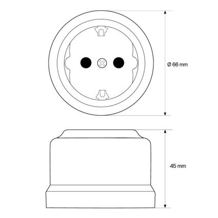Elhard - Keramische Retro-Schuko-Steckdose 230 V, weiß