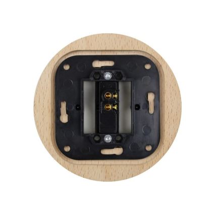 Elhard - Keramischer Retro-Einfachschalter mit Rahmen č. 1 Weiß/helles Holz