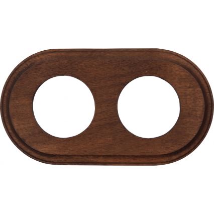 Elhard - Keramischer Retro-Schalter č. 1 und 230V-Steckdose mit Rahmen weiß/dunkles Holz