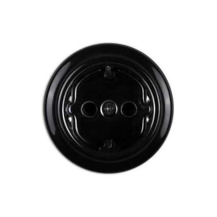 Elhard - Wandsteckdose aus Keramik im Retro-Design, SCHUKO, 230 V, schwarz