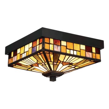 Elstead - Außen-Deckenleuchte Tiffany INGLENOOK 2xE27/60W/230V IP44