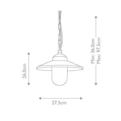 Elstead - Außenleuchte an Kette KLAMPENBORG 1xE27/60W/230V IP44 mattchrom