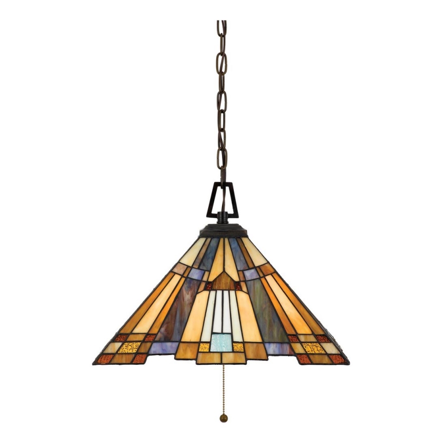 Elstead - Kronleuchter Tiffany INGLENOOK mit Kette 3xE27/60W/230V