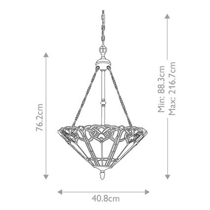 Elstead - Tiffany-Kronleuchter BELLE an Kette 3xE27/100W/230V