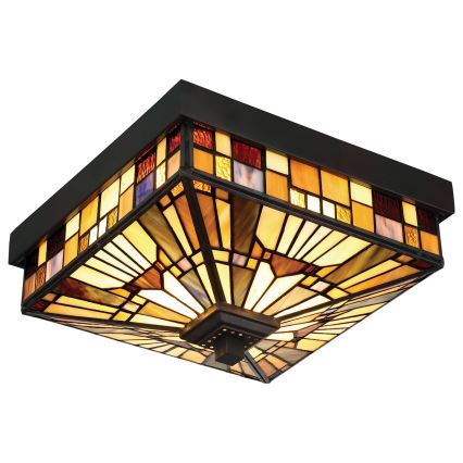 Elstead - Außen-Deckenleuchte Tiffany INGLENOOK 2xE27/60W/230V IP44