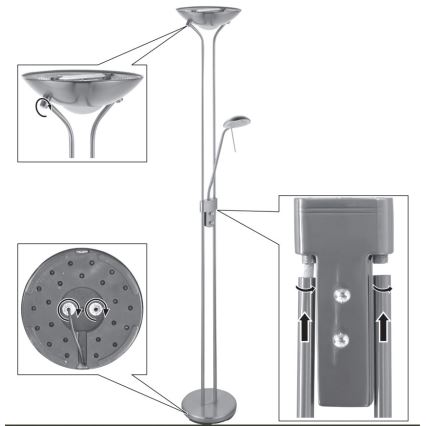 Emil Lux - Dimmbare Stehlampe 1xR7s/230W/230V + 1xG9/28W/230V