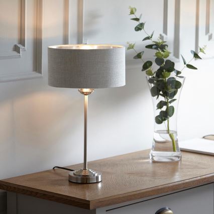 Endon 100646 - Tischlampe HIGHCLERE 1xE14/7W/230V beige/mattchrom Durchmesser 25 cm