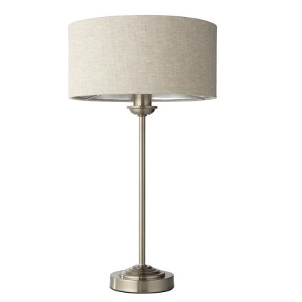 Endon 100646 - Tischlampe HIGHCLERE 1xE14/7W/230V beige/mattchrom Durchmesser 25 cm