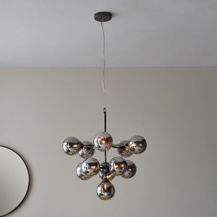 Endon 101147 - Kronleuchter an Kabel OSCAR 11xG9/18W/230V schwarz/rauchfarben