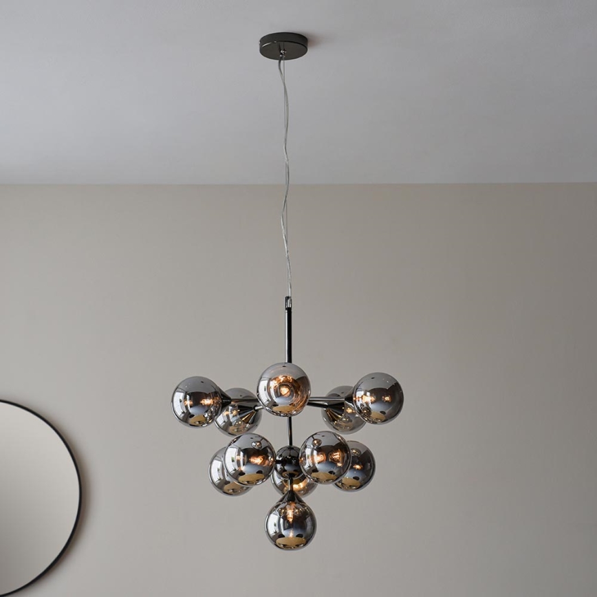 Endon 101147 - Kronleuchter an Kabel OSCAR 11xG9/18W/230V schwarz/rauchfarben