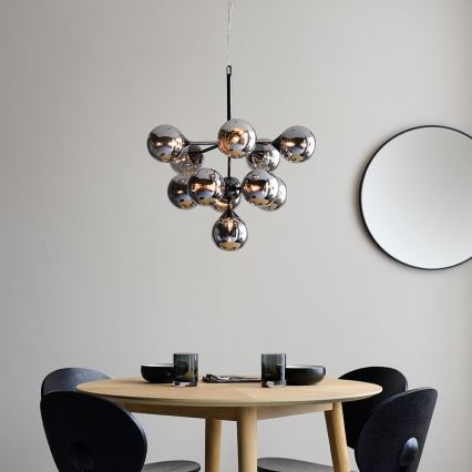Endon 101147 - Kronleuchter an Kabel OSCAR 11xG9/18W/230V schwarz/rauchfarben