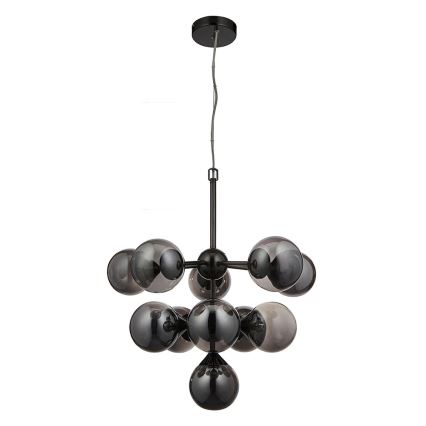 Endon 101147 - Kronleuchter an Kabel OSCAR 11xG9/18W/230V schwarz/rauchfarben