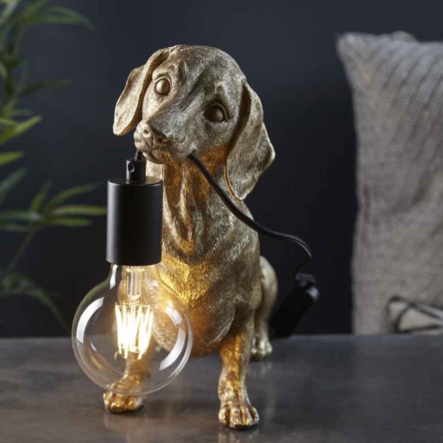 Endon 101187 - Tischleuchte DACHSHUND 1xE27/10W/230V golden