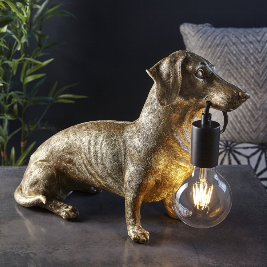 Endon 101187 - Tischleuchte DACHSHUND 1xE27/10W/230V golden