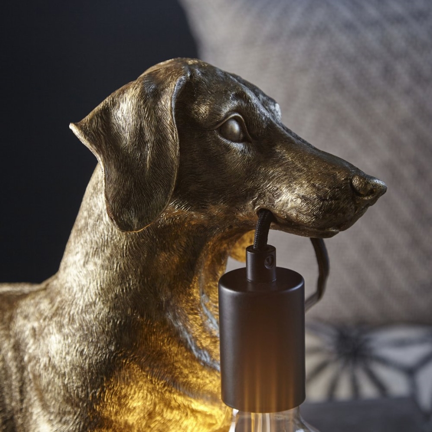Endon 101187 - Tischleuchte DACHSHUND 1xE27/10W/230V golden
