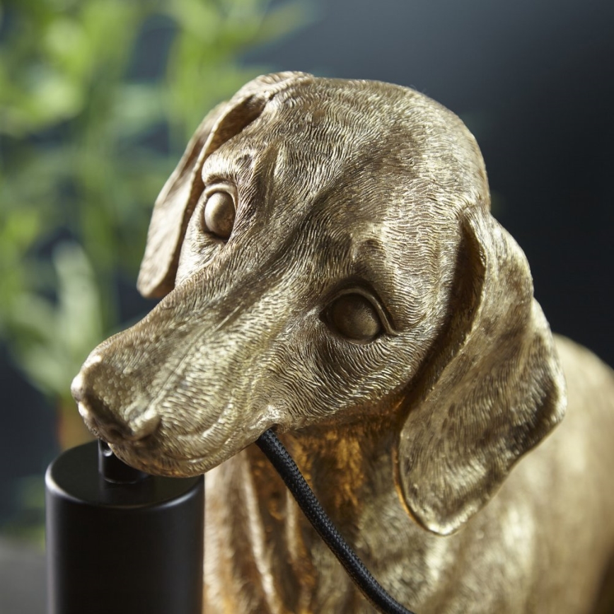 Endon 101187 - Tischleuchte DACHSHUND 1xE27/10W/230V golden