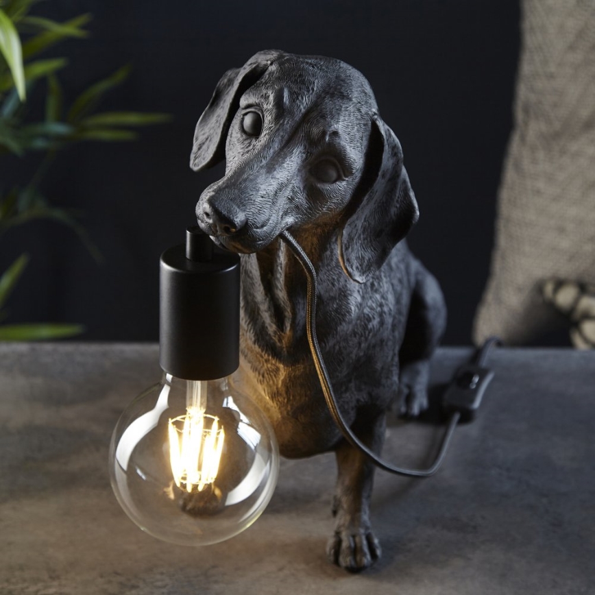 Endon 101188 - Tischleuchte DACHSHUND 1xE27/10W/230V schwarz