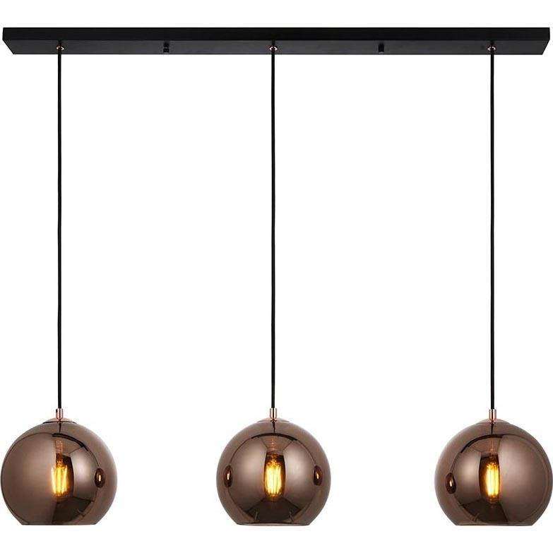 Endon 102929 - Hängeleuchte BOLI 3xE27/10W/230V schwarz/rauchig braun