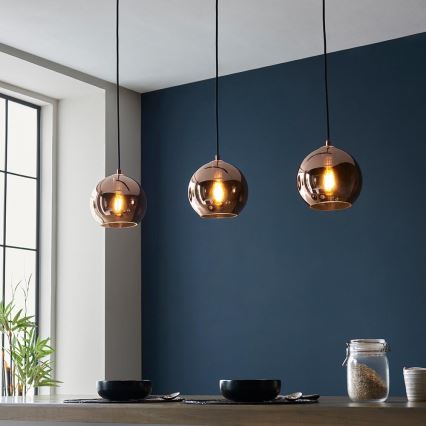 Endon 102929 - Hängeleuchte BOLI 3xE27/10W/230V schwarz/rauchig braun