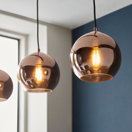 Endon 102929 - Hängeleuchte BOLI 3xE27/10W/230V schwarz/rauchig braun