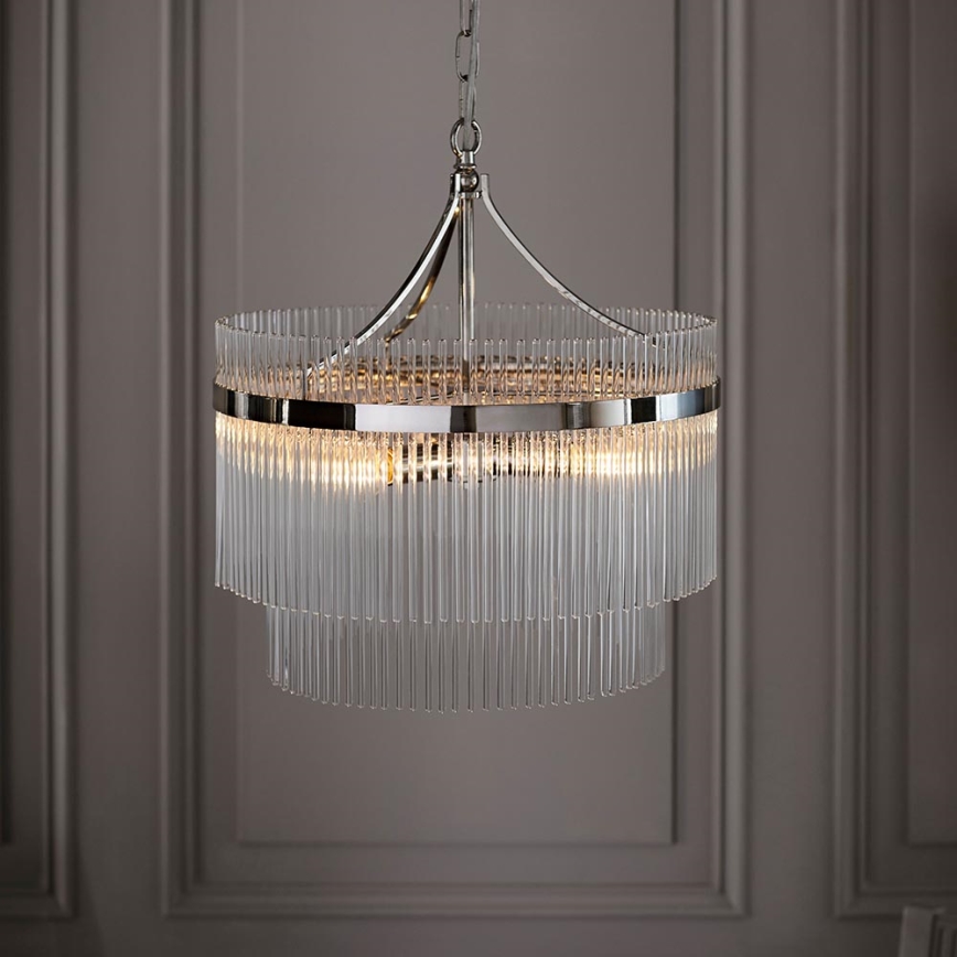 Endon 104112 - Kronleuchter an Kette MARIETTA 5xE14/7W/230V glänzender Chrom/klar