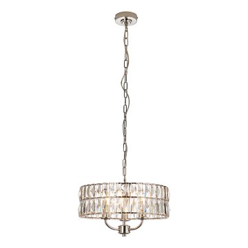Endon 104466 - Kronleuchter an Kette CLIFTON 3xE14/6W/230V glänzendes Chrom/klar d 38,5 cm