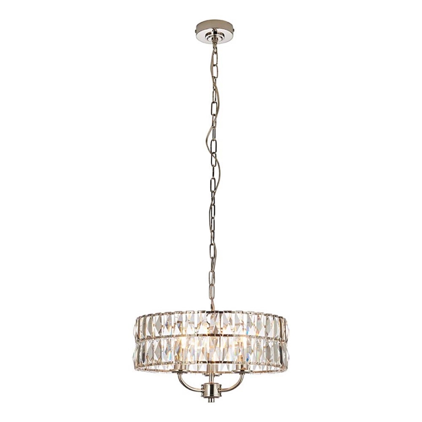 Endon 104466 - Kronleuchter an Kette CLIFTON 3xE14/6W/230V glänzendes Chrom/klar d 38,5 cm
