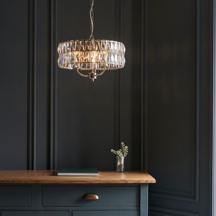 Endon 104466 - Kronleuchter an Kette CLIFTON 3xE14/6W/230V glänzendes Chrom/klar d 38,5 cm