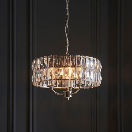 Endon 104466 - Kronleuchter an Kette CLIFTON 3xE14/6W/230V glänzendes Chrom/klar d 38,5 cm