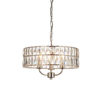 Endon 104466 - Kronleuchter an Kette CLIFTON 3xE14/6W/230V glänzendes Chrom/klar d 38,5 cm