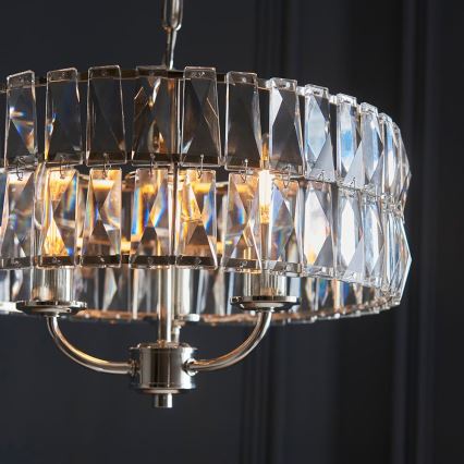 Endon 104466 - Kronleuchter an Kette CLIFTON 3xE14/6W/230V glänzendes Chrom/klar d 38,5 cm