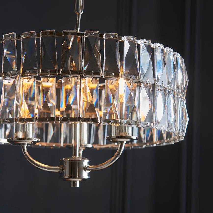 Endon 104466 - Kronleuchter an Kette CLIFTON 3xE14/6W/230V glänzendes Chrom/klar d 38,5 cm