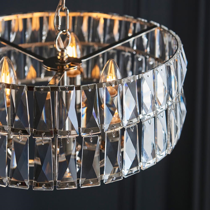 Endon 104466 - Kronleuchter an Kette CLIFTON 3xE14/6W/230V glänzendes Chrom/klar d 38,5 cm