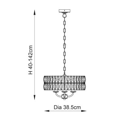Endon 104466 - Kronleuchter an Kette CLIFTON 3xE14/6W/230V glänzendes Chrom/klar d 38,5 cm