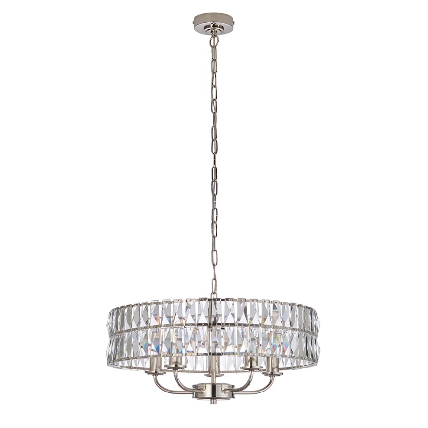 Endon 104467 - Kronleuchter an Kette CLIFTON 5xE14/6W/230V glänzendes Chrom/klar d 50,5 cm