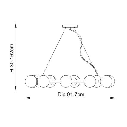 Endon 106008 - Kronleuchter an Kabel OTIS 10xG9/3W/230V gold/weiß