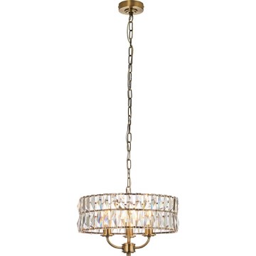 Endon 106243 - Kronleuchter mit Kette CLIFTON 3xE14/6W/230V, Durchmesser 38,5 cm, Messing/klar