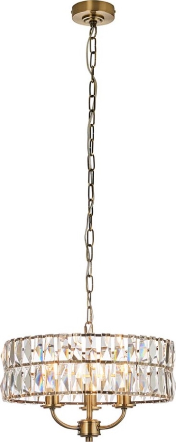 Endon 106243 - Kronleuchter mit Kette CLIFTON 3xE14/6W/230V, Durchmesser 38,5 cm, Messing/klar