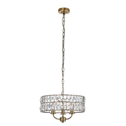 Endon 106243 - Kronleuchter mit Kette CLIFTON 3xE14/6W/230V, Durchmesser 38,5 cm, Messing/klar