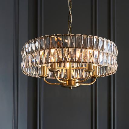 Endon 106244 - Kronleuchter an Kette CLIFTON 5xE14/6W/230V Messing/klar