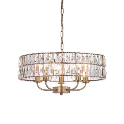 Endon 106244 - Kronleuchter an Kette CLIFTON 5xE14/6W/230V Messing/klar