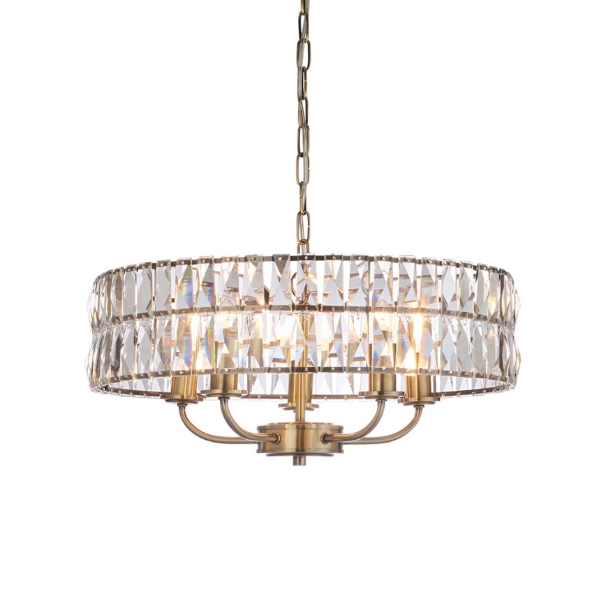 Endon 106244 - Kronleuchter an Kette CLIFTON 5xE14/6W/230V Messing/klar