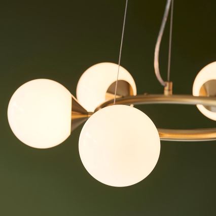Endon 106390 - Pendelleuchte OTIS mit Seilaufhängung 6xG9/3W/230V goldfarben