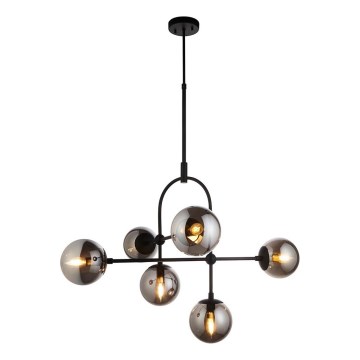 Endon 106661 - Pendelleuchte an Stange ONTARIO 6xE14/7W/230V schwarz/rauchschwarz