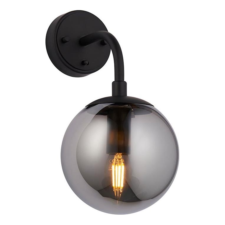 Endon 106664 - Wandleuchte ONTARIO 1xE14/7W/230V schwarz/rauchig