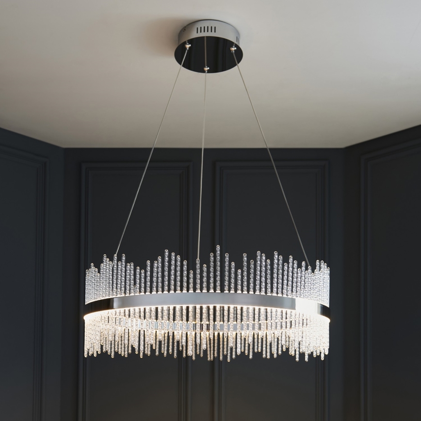 Endon 107108 - LED-Pendelleuchte mit Seilaufhängung, LED/56W/230V, 3000K, glänzender Chrom