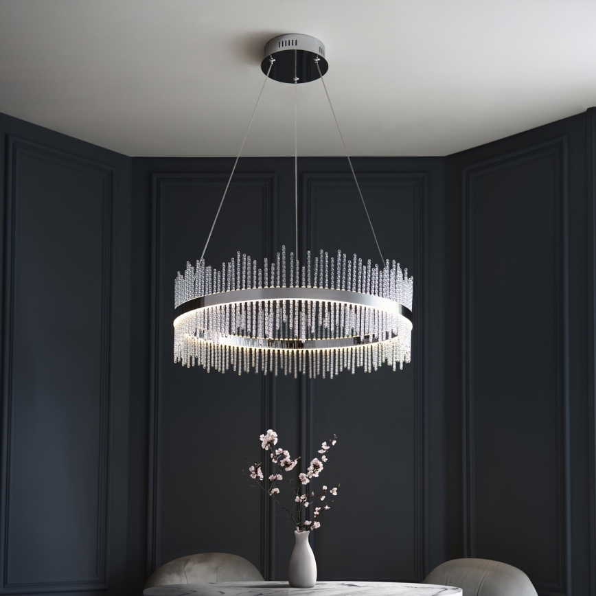Endon 107108 - LED-Pendelleuchte mit Seilaufhängung, LED/56W/230V, 3000K, glänzender Chrom